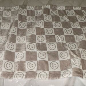 Checkered Smiley Face Baby Blanket